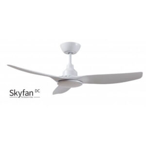 An image of a white ceiling fan in front of a white background.