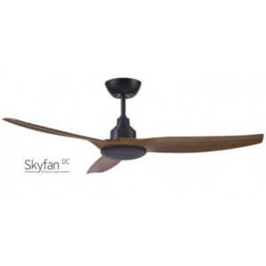 An image of a teak ceiling fan in front of a white background.