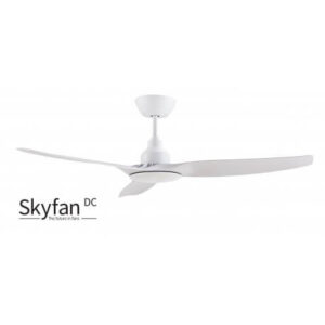 An image of a white ceiling fan in front of a white background.