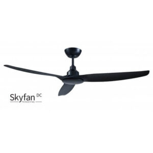 An image of a black ceiling fan in front of a white background.