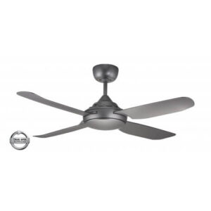An image of a titanium Spinika 4 blade ceiling fan in front of a white background.