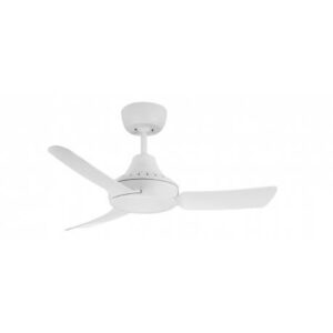 An image of a white Stanza 3 blade ceiling fan in front of a white background.