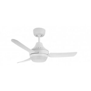 An image of a white Stanza ceiling fan in front of a white background.