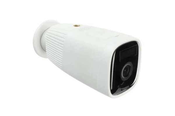 An image of a white Zip Smart WIFI Rechargeable Camera in front of a white background.