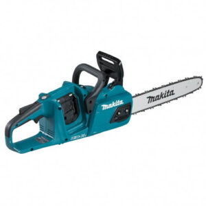 A Makita 350mm chainsaw in front of a white background.