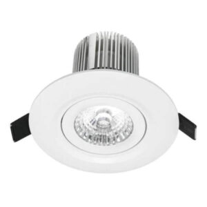 An image of a white Luxor CCT Gimbal LED Downlight in front of a white background.