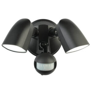 An image of a black Escort Smart WIFI Security Floodlight with Sensor in front of a white background.