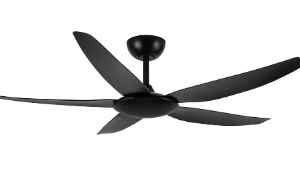 An image of a black Amari 56" 5-Blade ceiling fan in front of a white background.