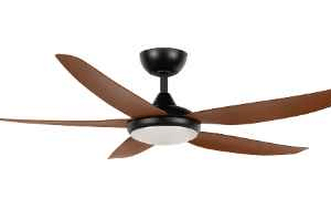 An image of a Matte Black/Walnut Amari 56" ceiling fan in front of a white background.