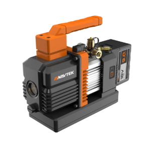An image of a black & orange 13061 - Navtek NP4DLM Vacuum Pump in front of a white background.