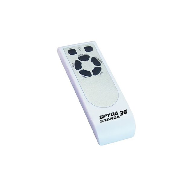 An image of a white SSRFR36 - Ventair Spyda/Stanza 900 remote control in front of a white background.