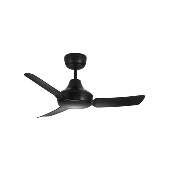 An image of a black STA903BL Ventair Stanza 900mm ceiling fan in front of a white background.