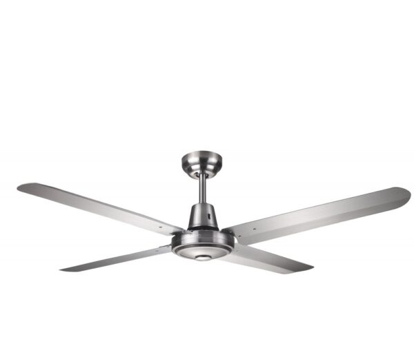 An image of a stainless steel Z524EXTSS - Ventair National Ceiling Fan in front of a white background.